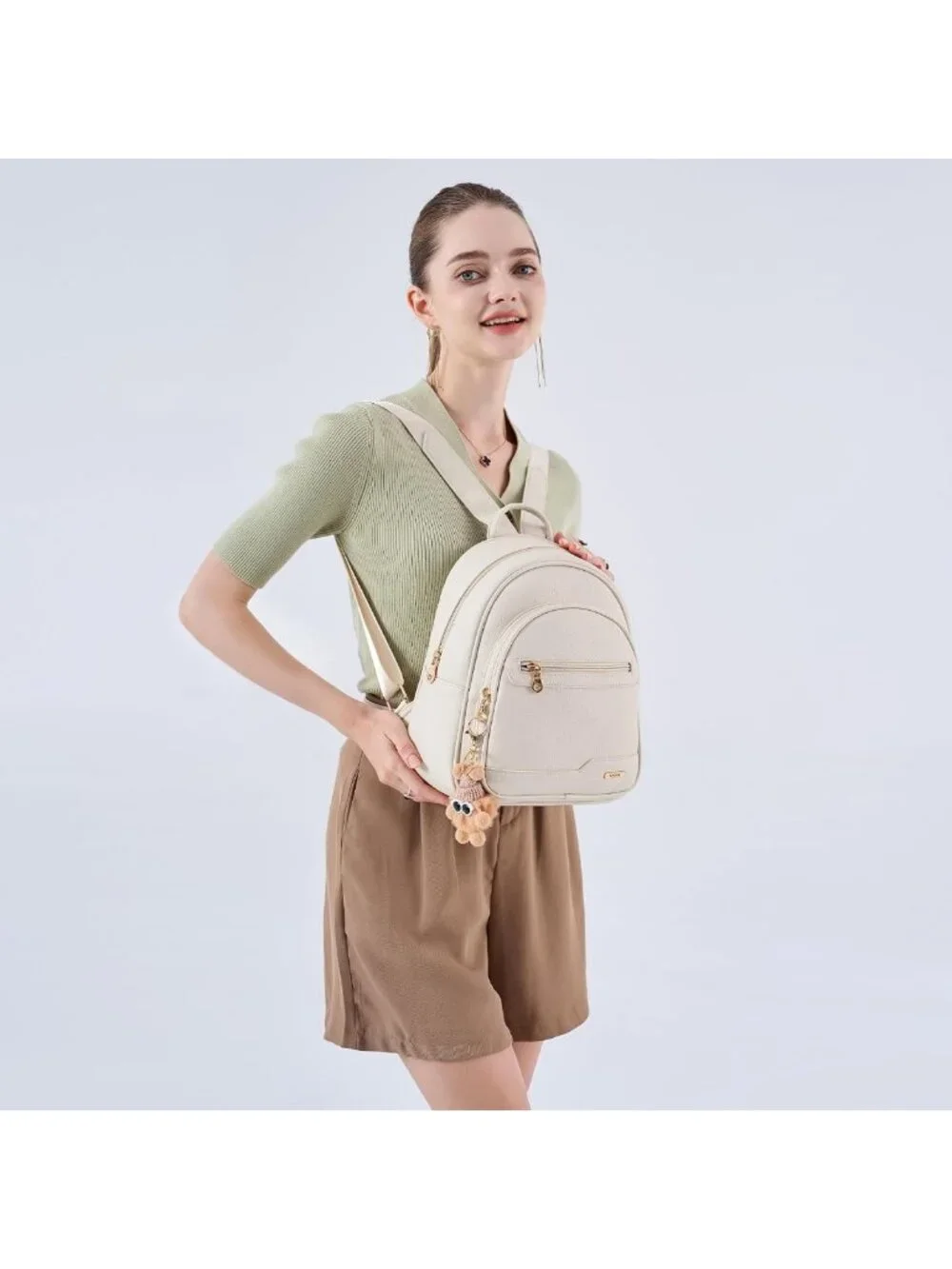 Cute Mini Leather Backpack Purse for Women, Small Fashion Bag with Cartoon Charm